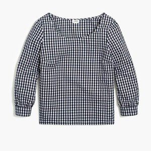 NEW J.Crew Seersucker gingham peasant top